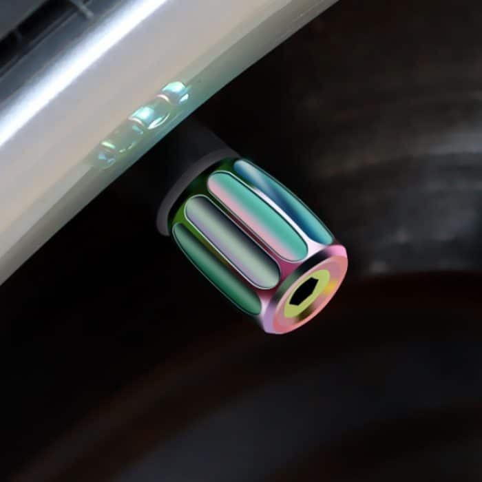 4 Stück/Set Metall-Anti-Diebstahl-Reifenkernventil, personalisierte Konvertierungskappe, Colorful, Titanium Black, Red, Silver – Bild 6