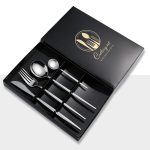 4 Stück/Packung Edelstahl-Besteck mit glänzendem Spiegel, Geschenkset, With Tea Spoon (Silver), With Tea Spoon (Titanium), With Tea Spoon (Black Golden), With Chopsticks (Silver), With Chopsticks (Titanium), With Chopsticks (Black Golden)