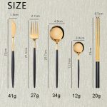 4 Stück/Packung Edelstahl-Besteck mit glänzendem Spiegel, Geschenkset, With Tea Spoon (Silver), With Tea Spoon (Titanium), With Tea Spoon (Black Golden), With Chopsticks (Silver), With Chopsticks (Titanium), With Chopsticks (Black Golden) – Bild 2