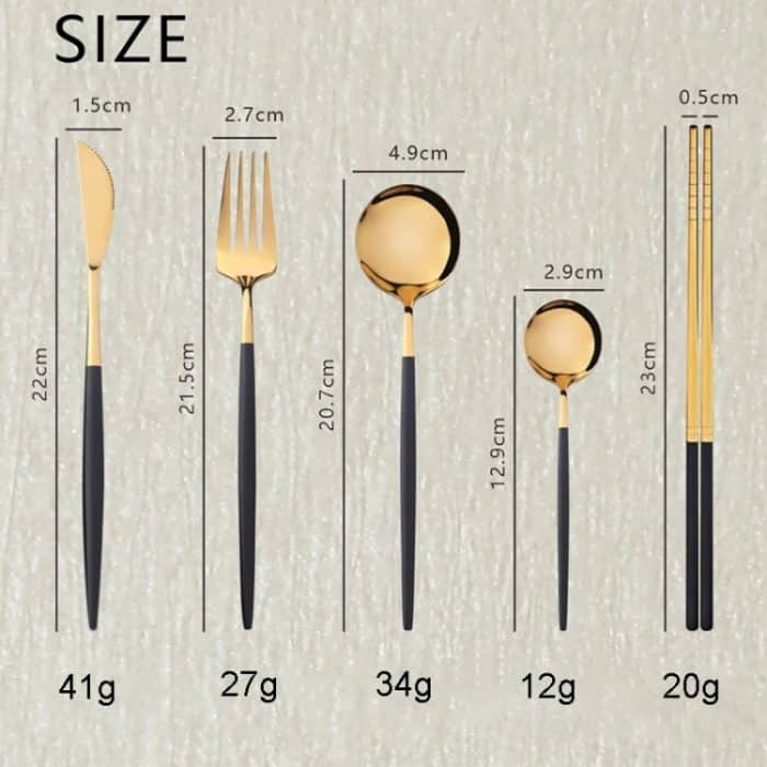 4 Stück/Packung Edelstahl-Besteck mit glänzendem Spiegel, Geschenkset, With Tea Spoon (Silver), With Tea Spoon (Titanium), With Tea Spoon (Black Golden), With Chopsticks (Silver), With Chopsticks (Titanium), With Chopsticks (Black Golden) – Bild 2