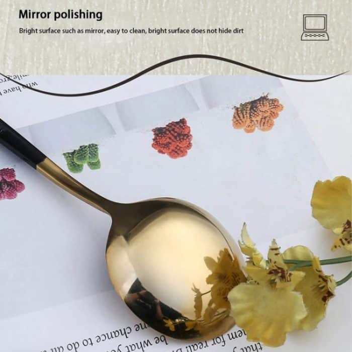 4 Stück/Packung Edelstahl-Besteck mit glänzendem Spiegel, Geschenkset, With Tea Spoon (Silver), With Tea Spoon (Titanium), With Tea Spoon (Black Golden), With Chopsticks (Silver), With Chopsticks (Titanium), With Chopsticks (Black Golden) – Bild 3