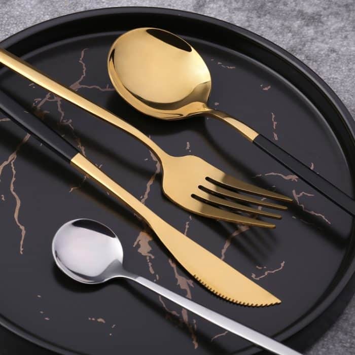 3-teiliges Geschenkset mit glänzendem Spiegelbesteck aus Edelstahl, With Knife (Silver), With Knife (Titanium), With Knife (Black Golden), With Chopsticks (Silver), With Chopsticks (Titanium), With Chopsticks (Black Golden) – Bild 4