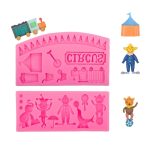 Zirkus-Motto-Clown-Tier-Silikonform zum Backen von Kuchen, Dekorationsform, A822 Pink, A823 Pink, A822 Gray, A823 Gray – Bild 2