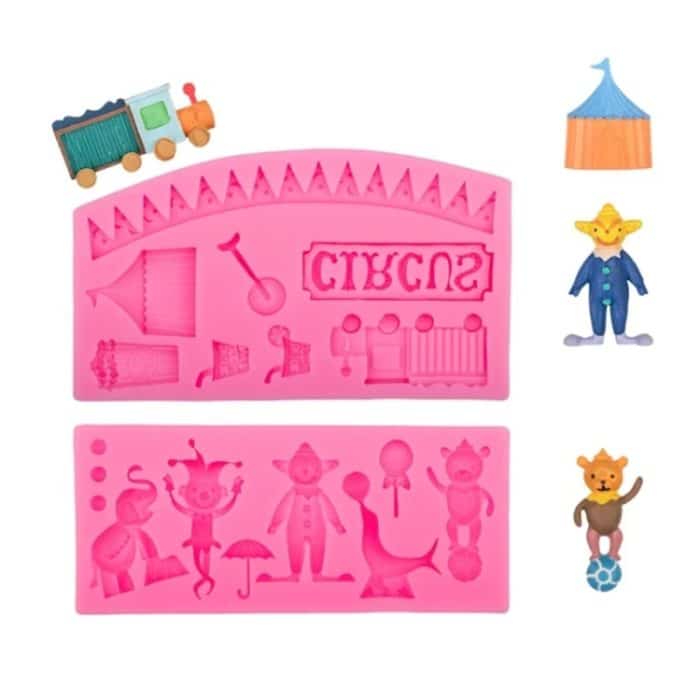 Zirkus-Motto-Clown-Tier-Silikonform zum Backen von Kuchen, Dekorationsform, A822 Pink, A823 Pink, A822 Gray, A823 Gray – Bild 2