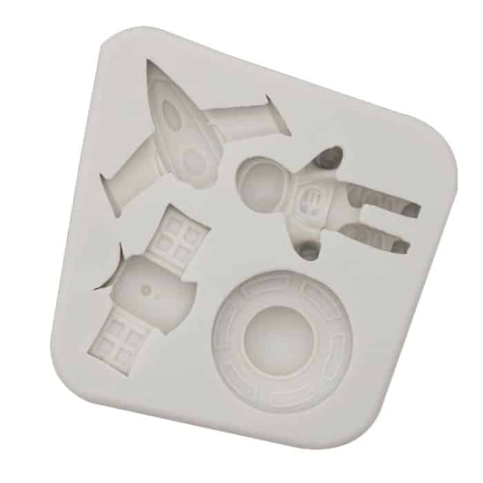 Astronaut Planet Rakete Silikon Fondant Schokoladenform Kuchen Dekorieren Zubehör Werkzeuge – Bild 2