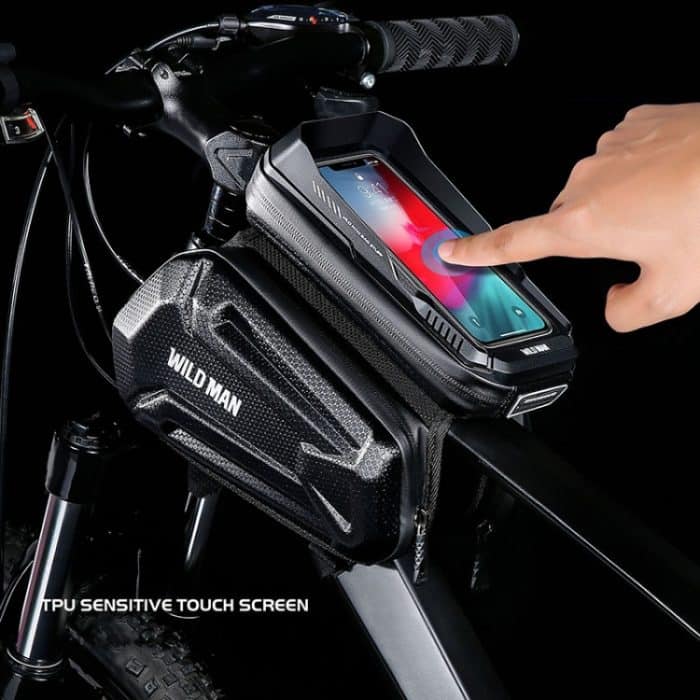 WILD MAN XT6 1,2 l Mountainbike-EVA-Hartschalen-wasserdichte Handy-Touchscreen-Oberrohrtasche, XT6 (Solar), XT6 (Twill) – Bild 7