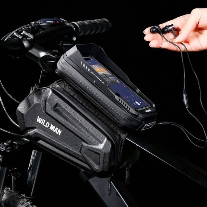 WILD MAN XT6 1,2 l Mountainbike-EVA-Hartschalen-wasserdichte Handy-Touchscreen-Oberrohrtasche, XT6 (Solar), XT6 (Twill) – Bild 10