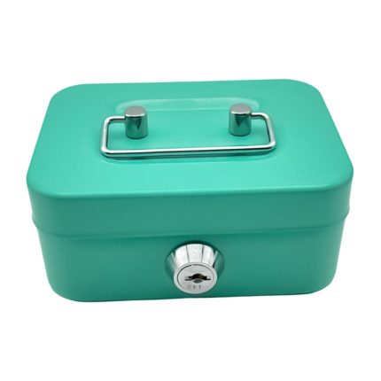 Tragbare Metall-Safe-Geldkassette, Sparschwein-Geld-Organizer mit Schlüssel, Key Green, Key Black, Key Pink