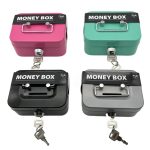 Tragbare Metall-Safe-Geldkassette, Sparschwein-Geld-Organizer mit Schlüssel, Key Green, Key Black, Key Pink – Bild 2