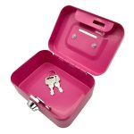 Tragbare Metall-Safe-Geldkassette, Sparschwein-Geld-Organizer mit Schlüssel, Key Green, Key Black, Key Pink – Bild 5