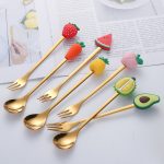Edelstahl-Kaffeelöffel, Cartoon-Fruchtgabel, niedliches Kindergeschirr, Red Strawberry Fork, Strawberry Rabbit Spoon, Strawberry Rabbit Fork, Watermelon Spoon, Watermelon Fork, Peach Spoon, Peach Fork, Avocado Spoon, Avocado Fork, Pineapple Spoon... – Bild 2