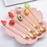 Edelstahl-Kaffeelöffel, Cartoon-Fruchtgabel, niedliches Kindergeschirr, Little Lemon Spoon, Little Lemon Fork – Bild 3