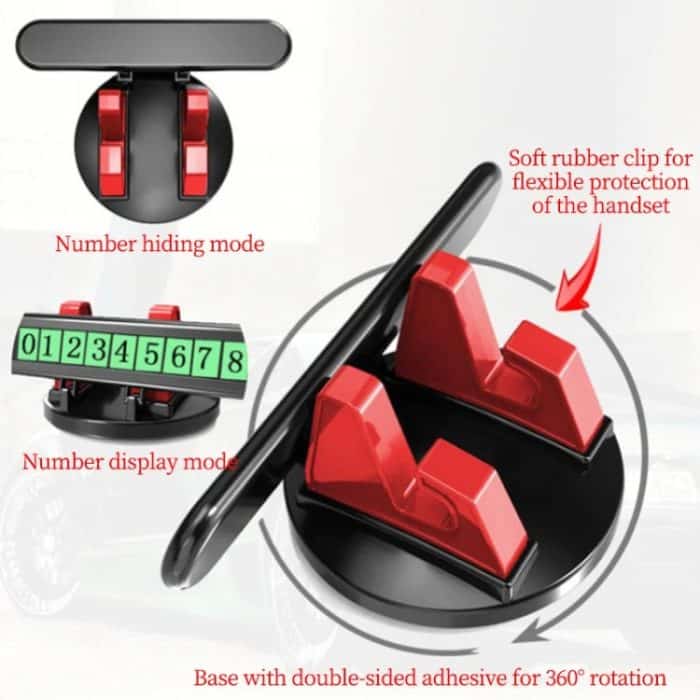 Auto-Armaturenbrett, Auto-Handyhalter, temporäres Parkschild, 2-in-1 – Bild 5