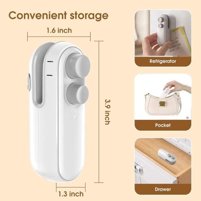 Kleine 2-in-1 wiederaufladbare magnetische Snack-Versiegelungsmaschine für den Haushalt, Mini-Versiegelungsmaschine – Bild 3