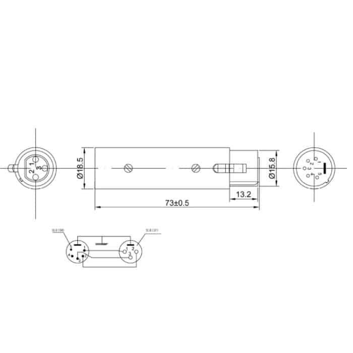 Zinklegierungsgehäuse, großer 3-poliger XLR-Stecker auf 5-poligen XLR-Stecker, DMX-Signallampen-XLR-Adapter – Bild 5