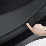 Für Tesla Model Y Hintertür integrierte Schwellerleiste Rücksitze Anti-Kick-Lederschutzpolster, Black, Carbon Fiber, TPE – Bild 4