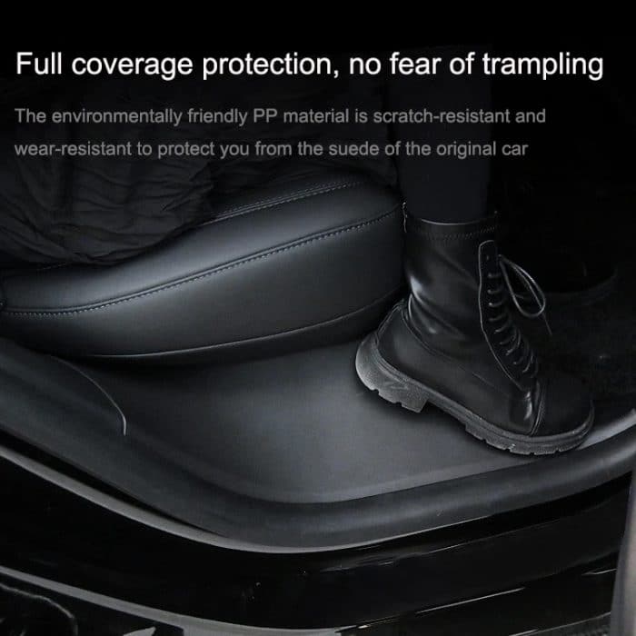 Für Tesla Model Y Hintertür integrierte Schwellerleiste Rücksitze Anti-Kick-Lederschutzpolster, Black, Carbon Fiber, TPE – Bild 7