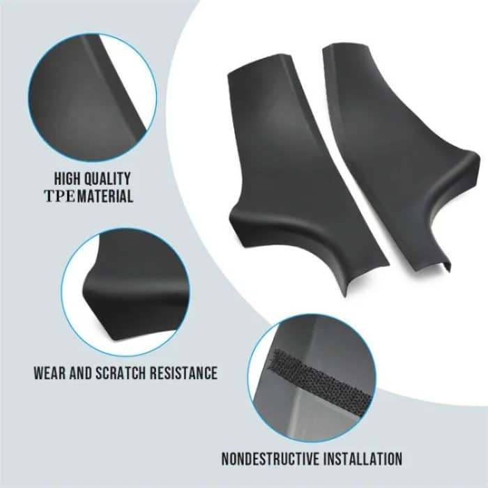 Für Tesla Model Y Hintertür integrierte Schwellerleiste Rücksitze Anti-Kick-Lederschutzpolster, Black, Carbon Fiber, TPE – Bild 8