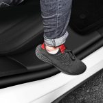 Für Tesla Model Y Hintertür integrierte Schwellerleiste Rücksitze Anti-Kick-Lederschutzpolster, Black, Carbon Fiber, TPE – Bild 9