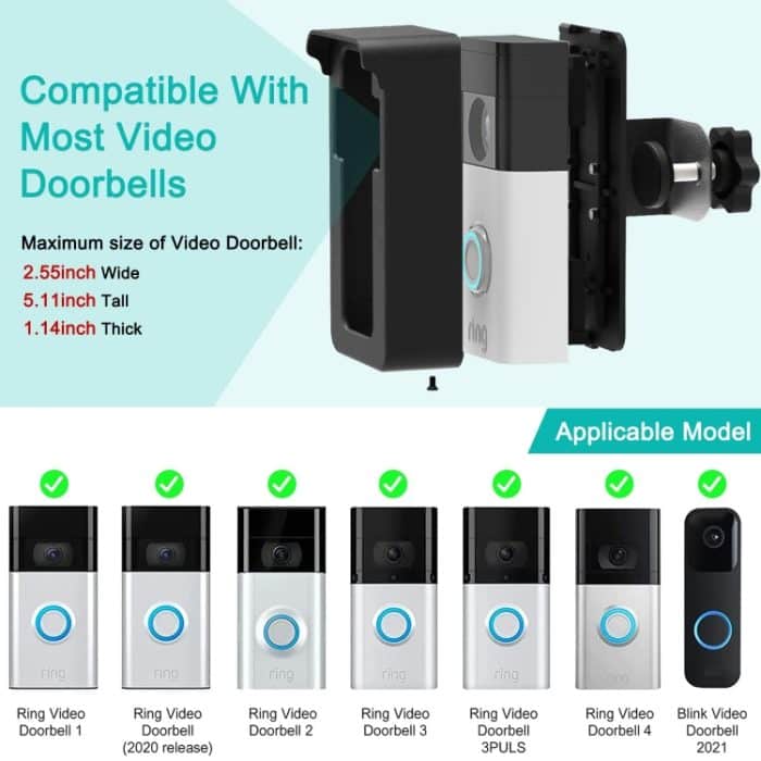Für Blink / Google Ring Türklingelgerät, universelle Tür-Überkopfhalterung, Diebstahlschutz, verstellbar – Bild 4
