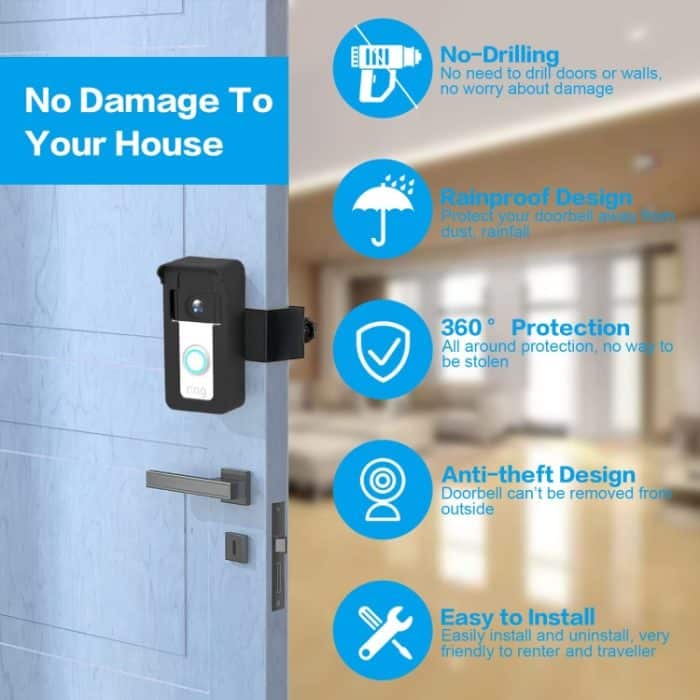 Für Blink / Google Ring Türklingelgerät, universelle Tür-Überkopfhalterung, Diebstahlschutz, verstellbar – Bild 7