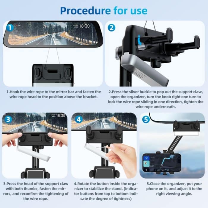 Auto-Rückspiegel-Telefonhalter, 360-Grad-Drehung, Smartphone-Ständer – Bild 7