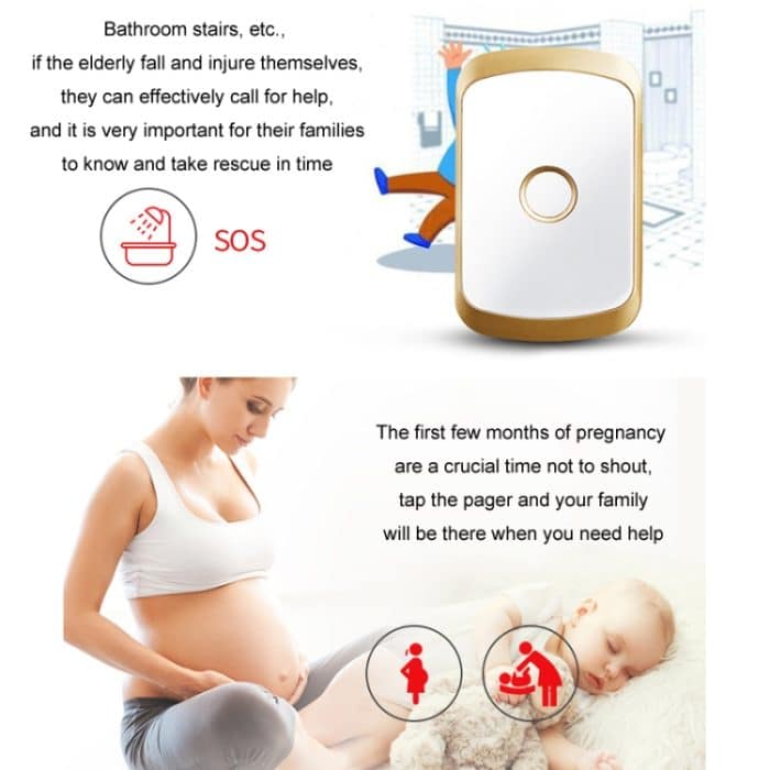 Zwei bis drei drahtlose Pager für ältere Menschen, häusliche Pflege, wasserdichter Notfall-Pager, EU-Stecker – Bild 7