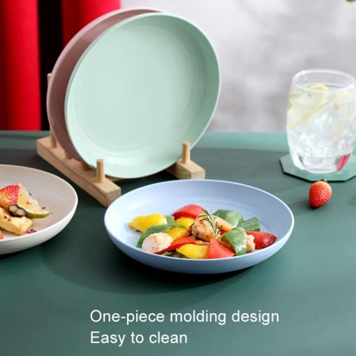 20,3 cm großer Weizenstroh-Rundteller für Zuhause, tragbar, für den Außenbereich, Kunststoff, Anti-Fall-Frucht-Frühstücksteller, 8 inch – Bild 6