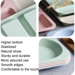 4 teile/satz Weizenstroh Split Speiseteller Mit Schüssel Stäbchen Löffel Geschirr Set – Bild 3