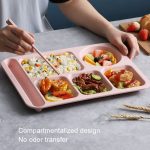 4 teile/satz Weizenstroh Split Speiseteller Mit Schüssel Stäbchen Löffel Geschirr Set – Bild 5