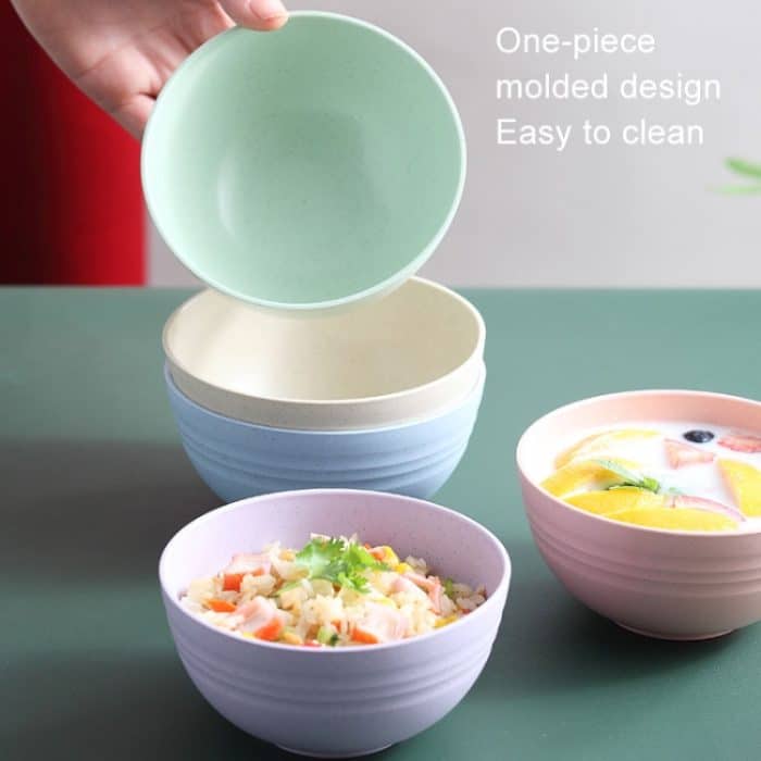 4,5 Zoll Weizenstroh Schüssel Haus Kinder kleine Schüssel Kunststoff Suppenschüssel – Bild 5