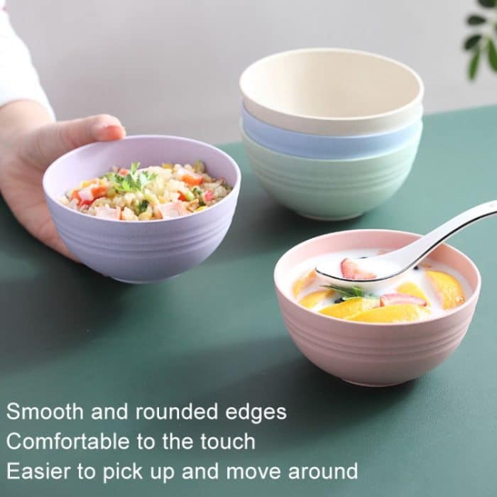 4,5 Zoll Weizenstroh Schüssel Haus Kinder kleine Schüssel Kunststoff Suppenschüssel – Bild 6