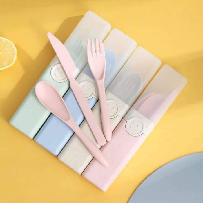 4-in-1 tragbares Weizenstroh-Geschirr-Set, Outdoor-Reise-Aufbewahrungsgeschirr-Box, A With Chopsticks (Beige), A With Chopsticks (Pink), A With Chopsticks (Blue), B With Chopsticks (Beige), B With Chopsticks (Pink), B With Chopsticks (Blue)... – Bild 2