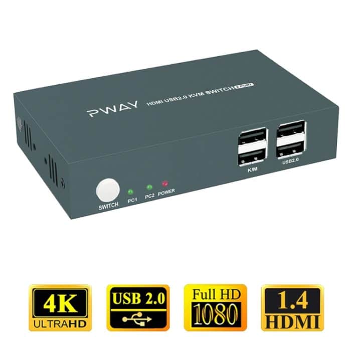 PWAY PW-S7201H 2 In 1 Out HDMI KVM Switch 4K HD Video Screen Cutter – Bild 2