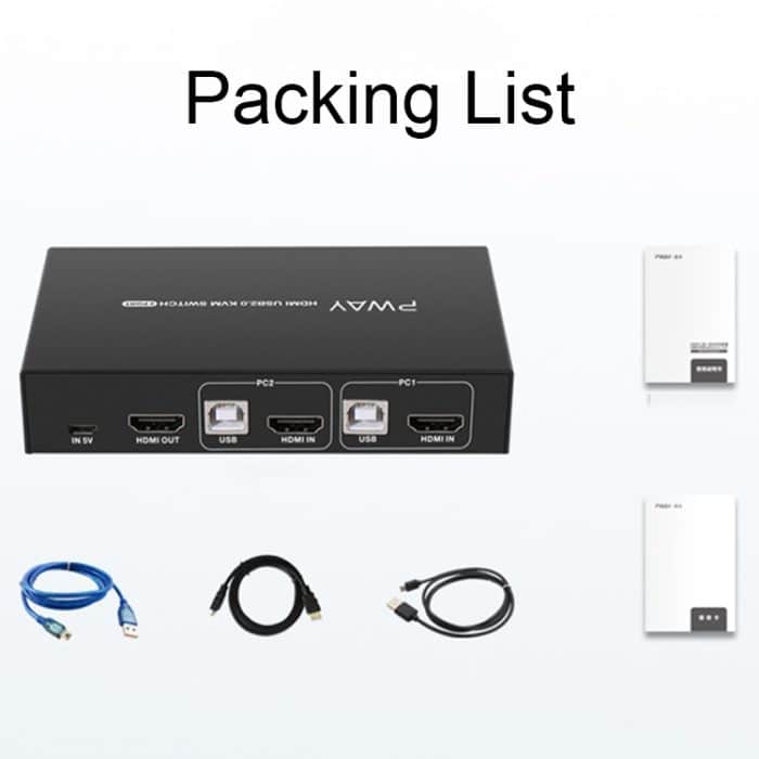 PWAY PW-S7201H 2 In 1 Out HDMI KVM Switch 4K HD Video Screen Cutter – Bild 12