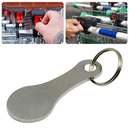 Metall-Schlüsselanhänger, Einkaufswagenchips, abnehmbare Einkaufswagenschlüssel, Silver, Black