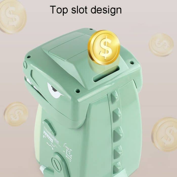 Kinder Cartoon Dinosaurier Passwort Münzbank Automatische rollende Münzbank Spielzeug, 16.5 x 12 x 20.5cm – Bild 4