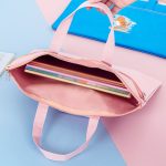 Reißverschluss-Canvas-Aktentaschen, A4-Ordnertasche für Studenten, tragbare Handtasche, Polar Bear (Blue), Little Rabbit (Pink), Little Rabbit (Tianlan), Little Rabbit (Purple), Yoga Cat (Blue), Fuck Cat (Pink), Fuck Cat (Purple), Embrace Rabbit (Pink)... – Bild 7