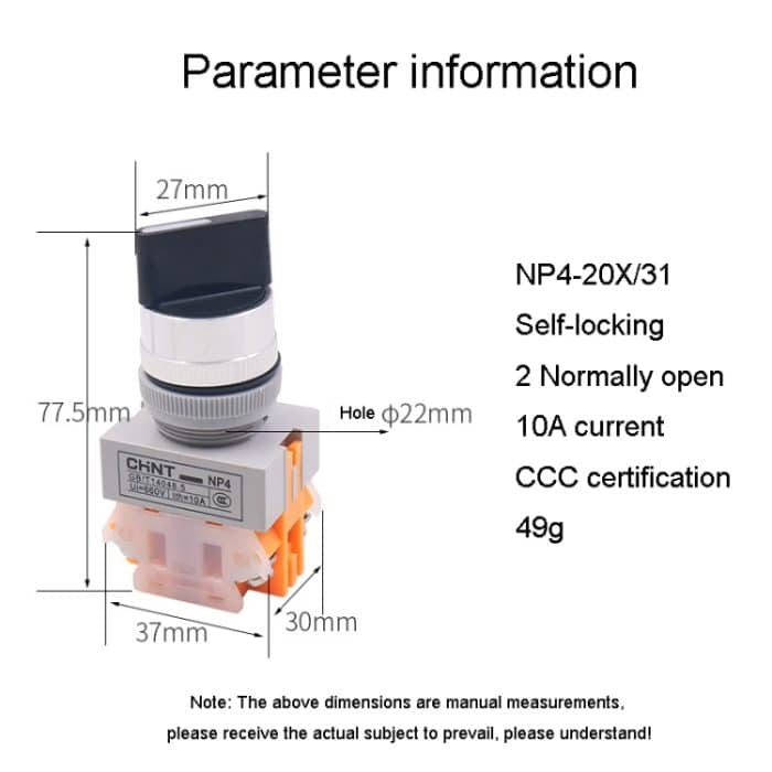 CHINT NP4-20 X/31 Drehknopf, 3 Positionen, selbstsperrender Transferschalter, Kontakte 2 normalerweise offen – Bild 5