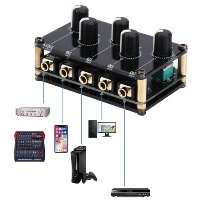 Tragbare 4-Wege-Stereo-Line-Passivmischpultkonsole, TX400 – Bild 6