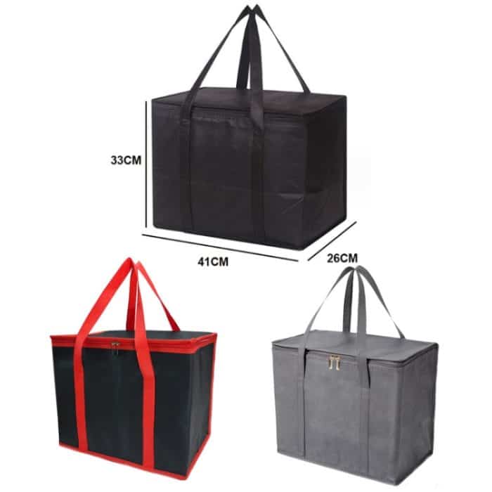 Vlies-Thermobeutel aus Bento-Aluminiumfolie zum Mitnehmen, Lunchbeutel mit Bodenplatte, 41x26x33cm – Bild 2