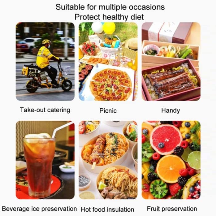 Vlies-Thermobeutel aus Bento-Aluminiumfolie zum Mitnehmen, Lunchbeutel mit Bodenplatte, 41x26x33cm – Bild 6