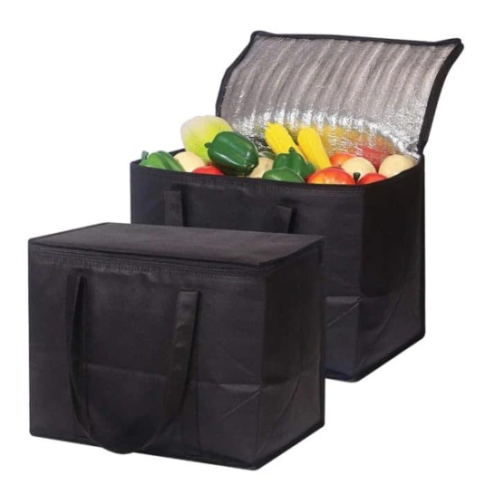 Vlies-Thermobeutel aus Bento-Aluminiumfolie zum Mitnehmen, Lunchbeutel mit Bodenplatte, 41x26x33cm – Bild 7