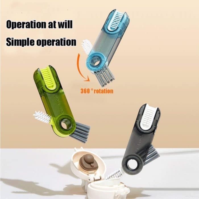 3-in-1 U-förmige Reinigungsbürste für Becherdeckel, Rillenreiniger für Wasserflaschenabdeckungen, B Gray, B Blue, B Green – Bild 3