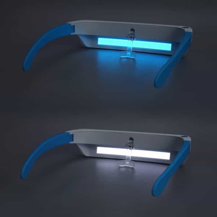SAD Lichttherapiebrille Tragbare UV-freie blaue und weiße LED-Lichttherapielampe, English Version, Japanese Version – Bild 5