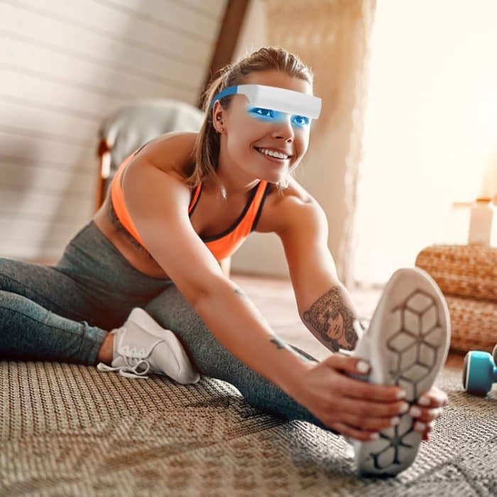 SAD Lichttherapiebrille Tragbare UV-freie blaue und weiße LED-Lichttherapielampe, English Version, Japanese Version – Bild 7