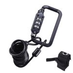 Universelles Sicherheitscode-Drahtseil-Helmschloss für Motorräder und Fahrräder, Black, Black+Storage Bag