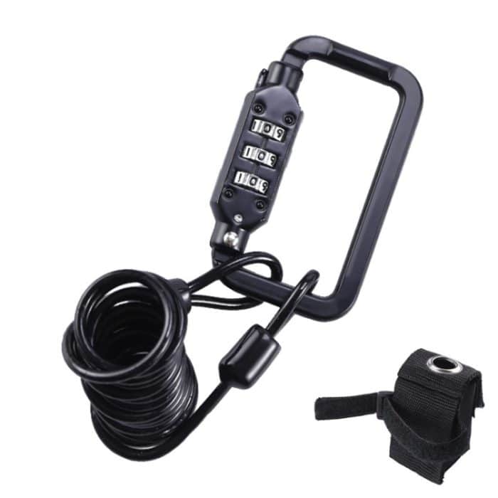 Universelles Sicherheitscode-Drahtseil-Helmschloss für Motorräder und Fahrräder, Black, Black+Storage Bag – Bild 1