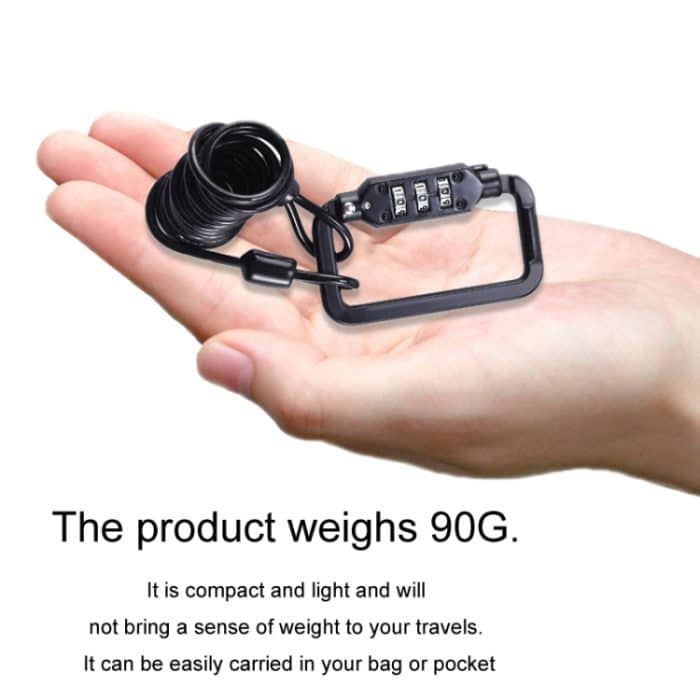 Universelles Sicherheitscode-Drahtseil-Helmschloss für Motorräder und Fahrräder, Black, Black+Storage Bag – Bild 3