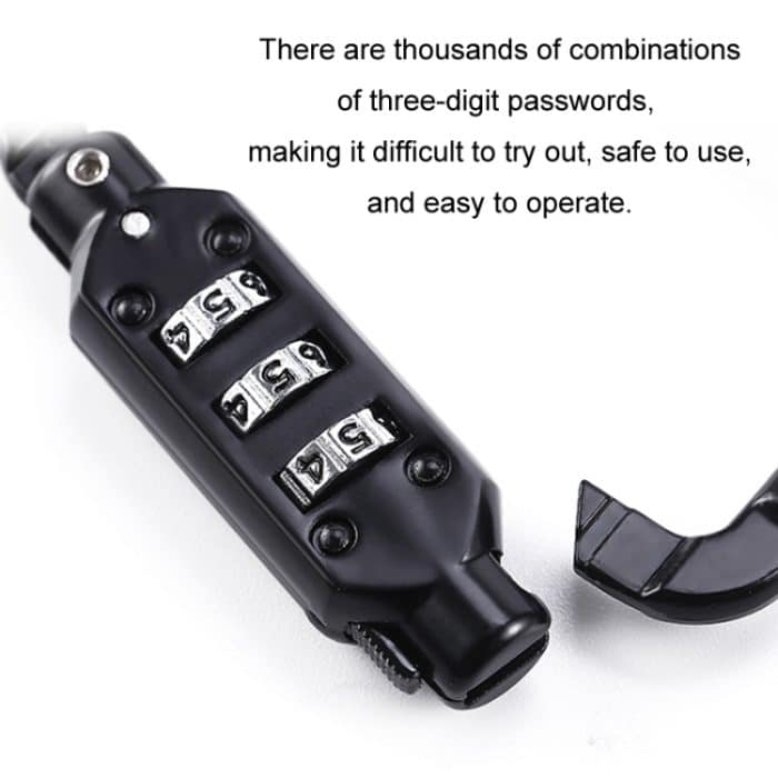 Universelles Sicherheitscode-Drahtseil-Helmschloss für Motorräder und Fahrräder, Black, Black+Storage Bag – Bild 6